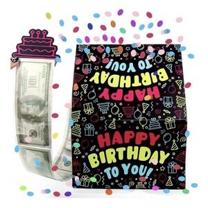 3 in 1 Surprise Money Gift Box, Happy Birthday Cash Gift Pull Confetti Explosion